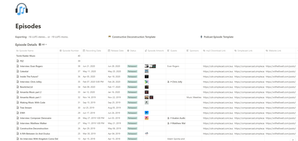 Podcast Management Template Will Helliwell